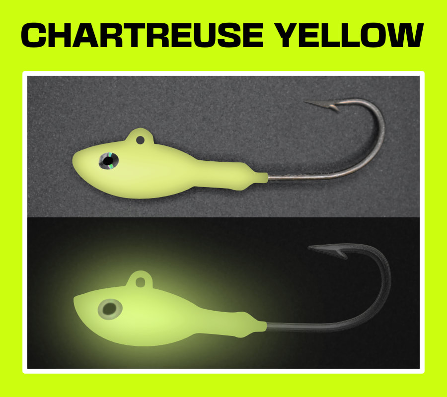 Chartreuse Yellow super glow buckeye jigs