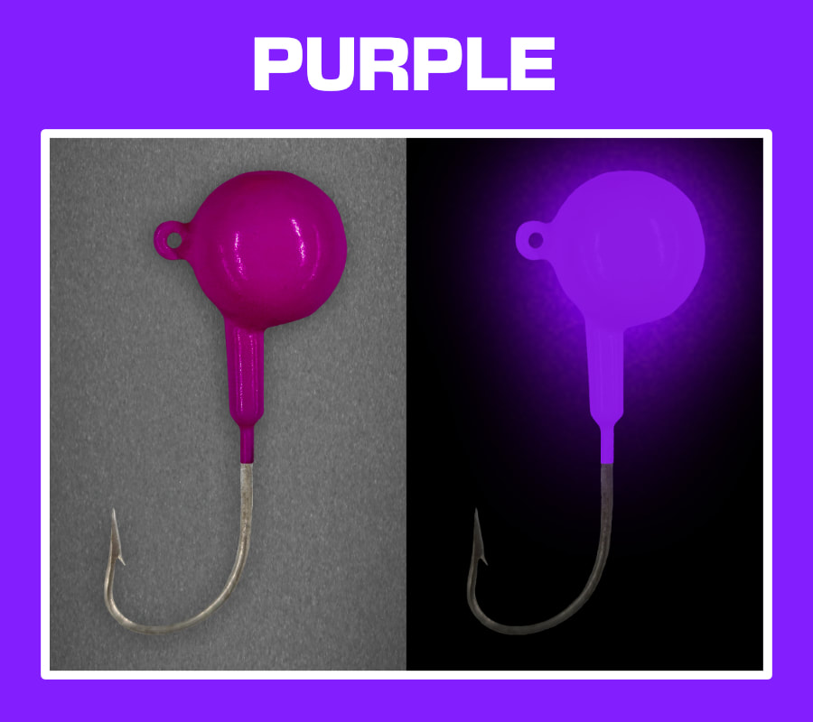 Purple super glow Jaw Breaker jigs