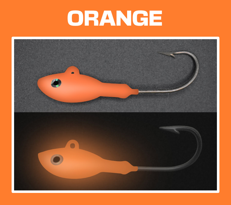 Orange super glow buckeye jigs