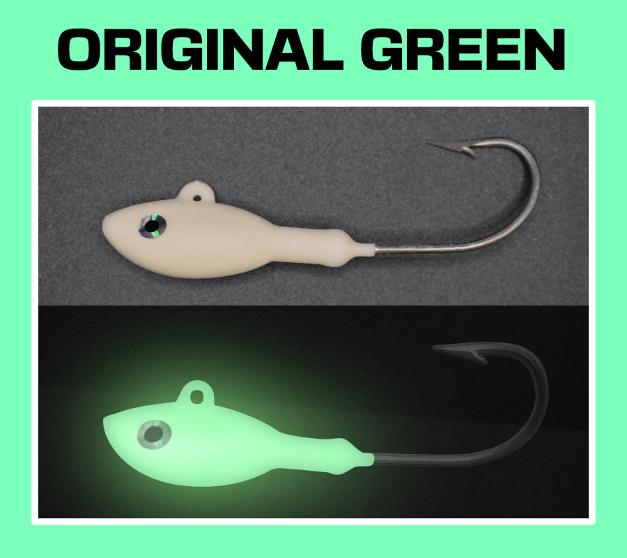 Original Green super glow buckeye jigs