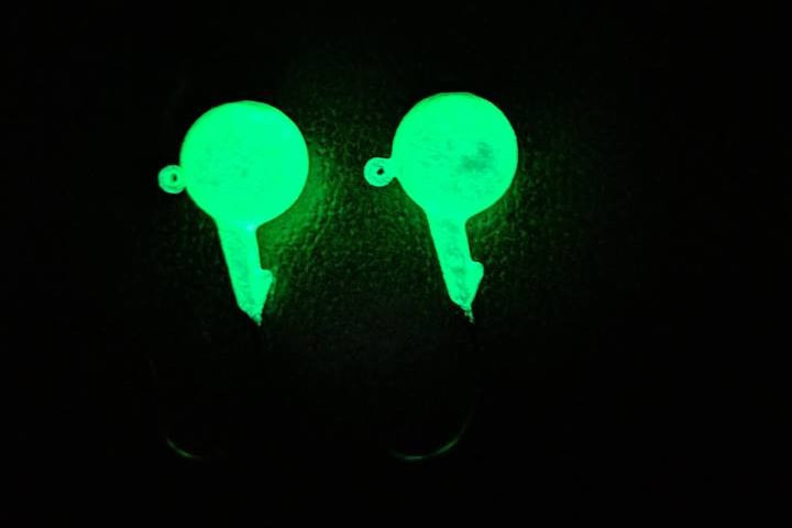 green glow Pout Pounder jigs in the dark