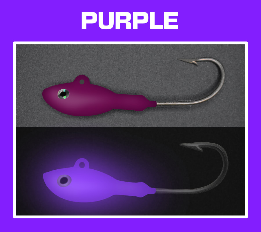 Purple super glow buckeye jigs